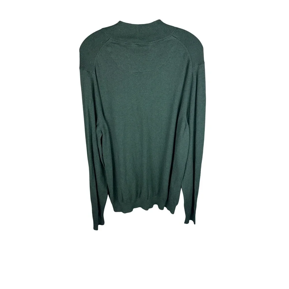 Nordstrom Mens Shop Green Cotton Cashmere Quarter Zip Pullover Sweater XL